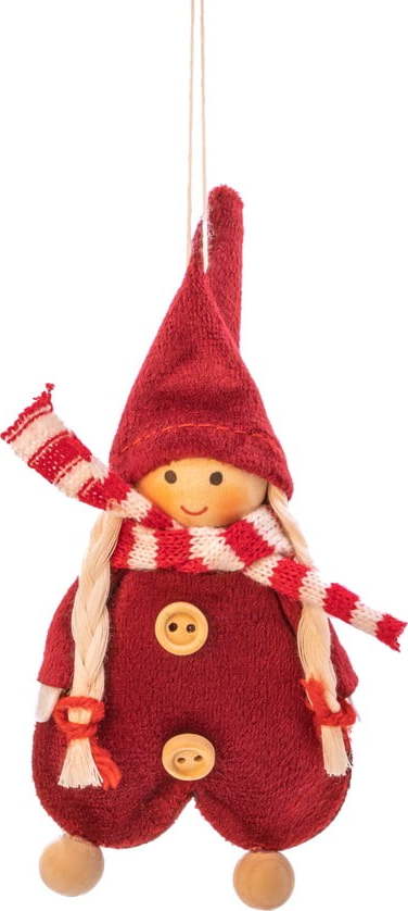 Textilní ručně vyrobená vánoční ozdoba 13 cm Gnome Girl – Sass & Belle Sass & Belle