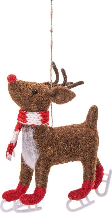 Textilní ručně vyrobená vánoční ozdoba 13 cm Skating Rudolph – Sass & Belle Sass & Belle