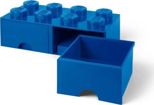 Tmavě modr&yacute; &uacute;ložn&yacute; box se dvěma &scaron;upl&iacute;ky LEGO&reg; LEGO