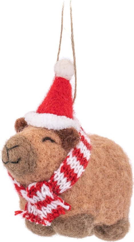 Vlněná ručně vyrobená vánoční ozdoba 11 cm Capybara – Sass & Belle Sass & Belle