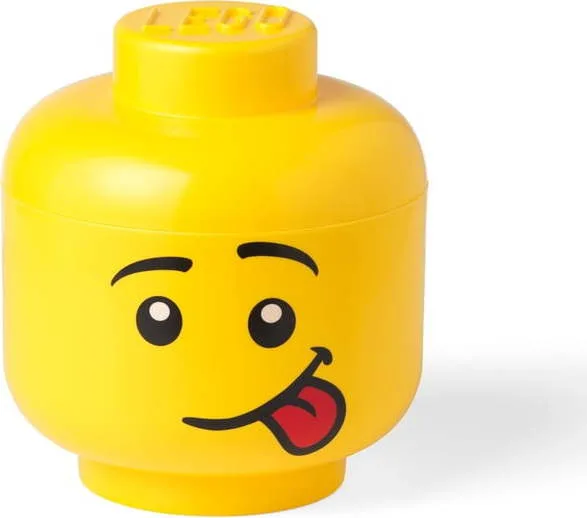 Žlutý úložný box ve tvaru hlavy LEGO® Silly, ⌀ 16,3 cm