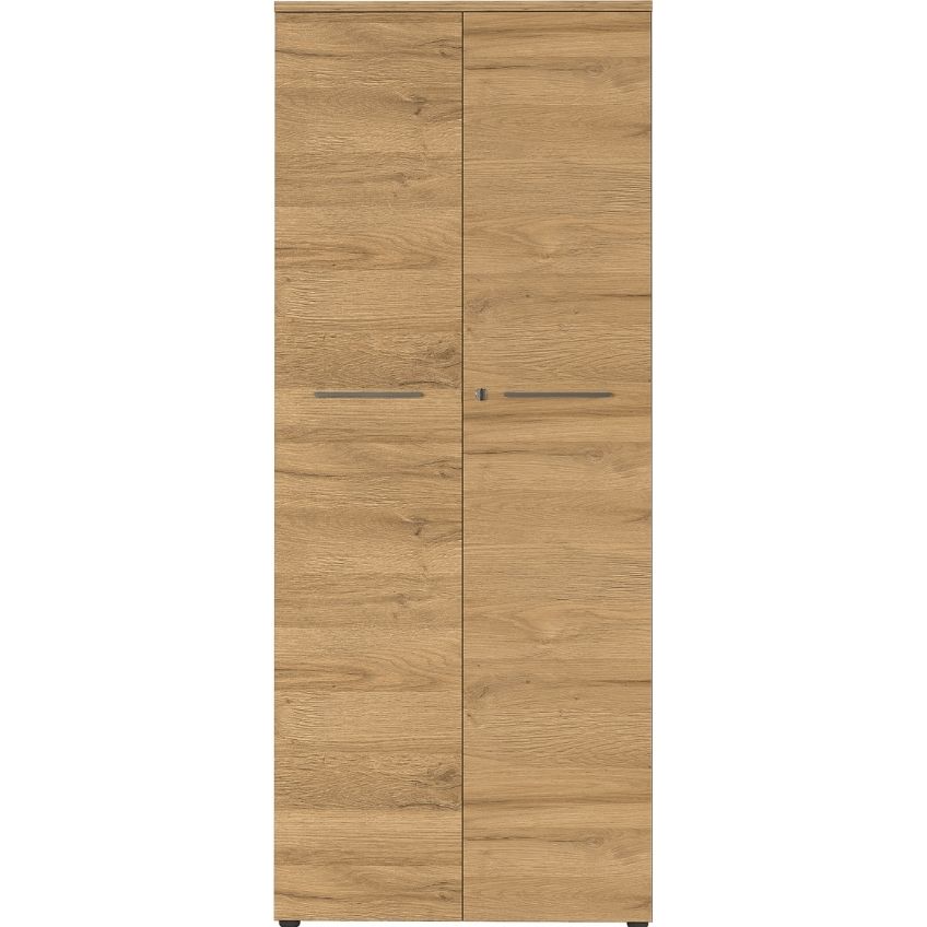 Germania Grafitově šedá kancelářská skříň Agenda II. 197 x 80 cm s dubovým dekorem Germania