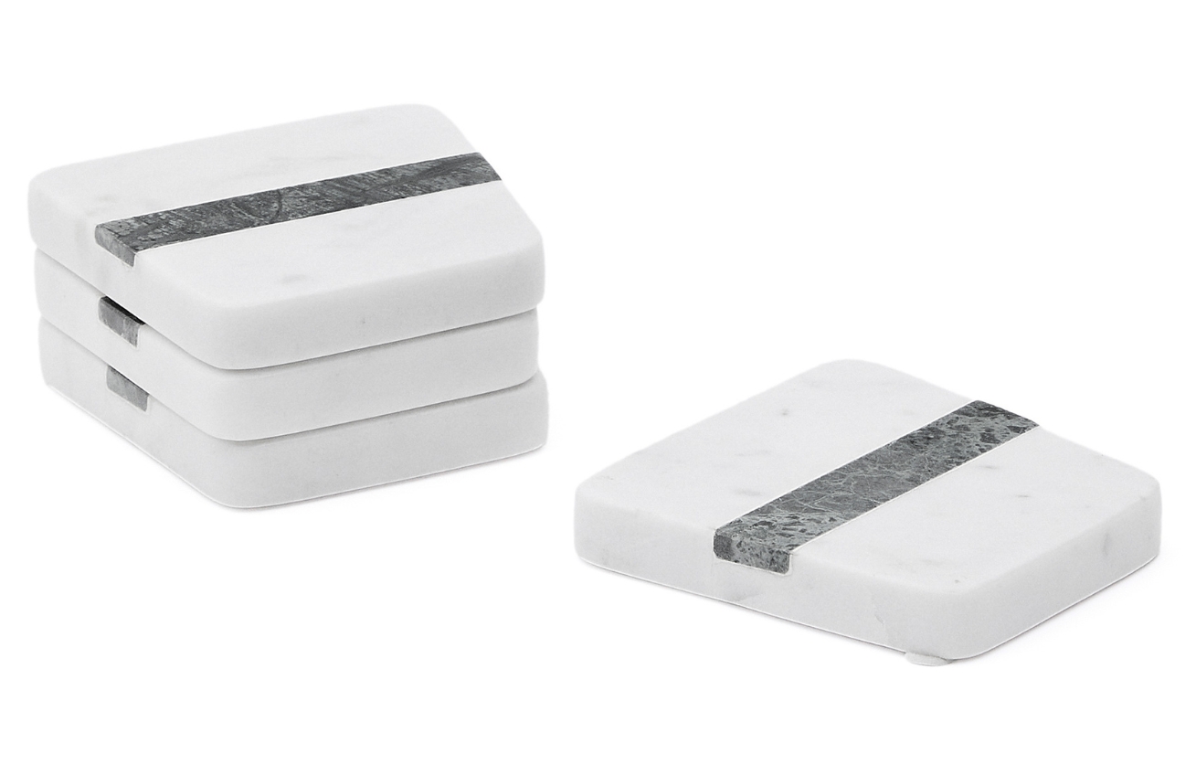 Set čtyř bílo-zelených mramorových podtácků Kave Home Nira Kave Home