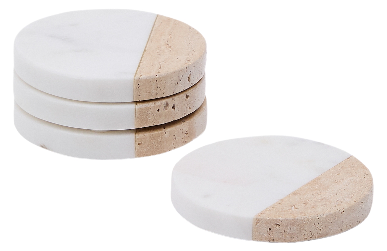 Set čtyř bílo-hnědých mramorových podtácků Kave Home Nivol Kave Home