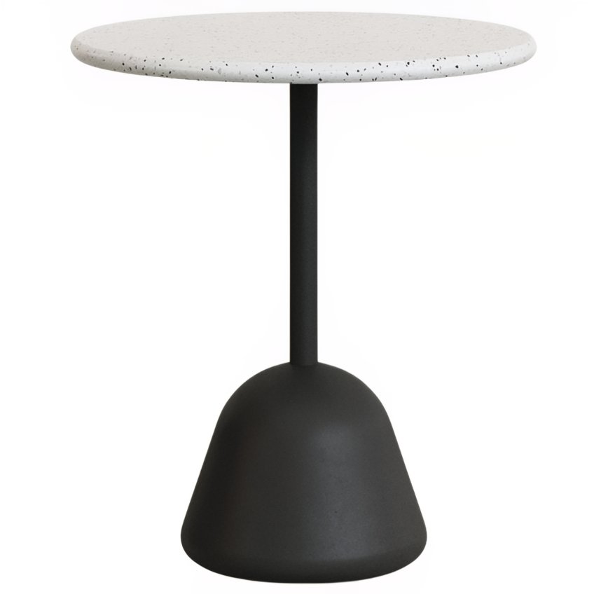 Bílý terrazzo zahradní stůl Kave Home Saura II. 70 cm s černou podnoží Kave Home