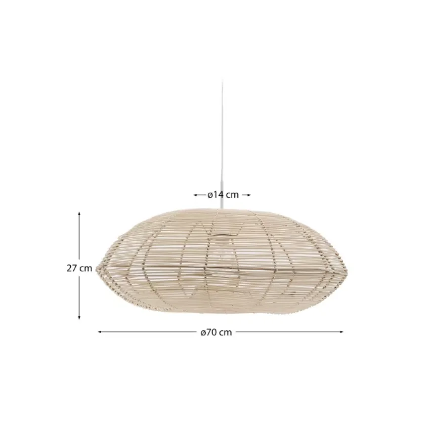 Kave Home Ratanové závěsné stínidlo Flaro 69 cm