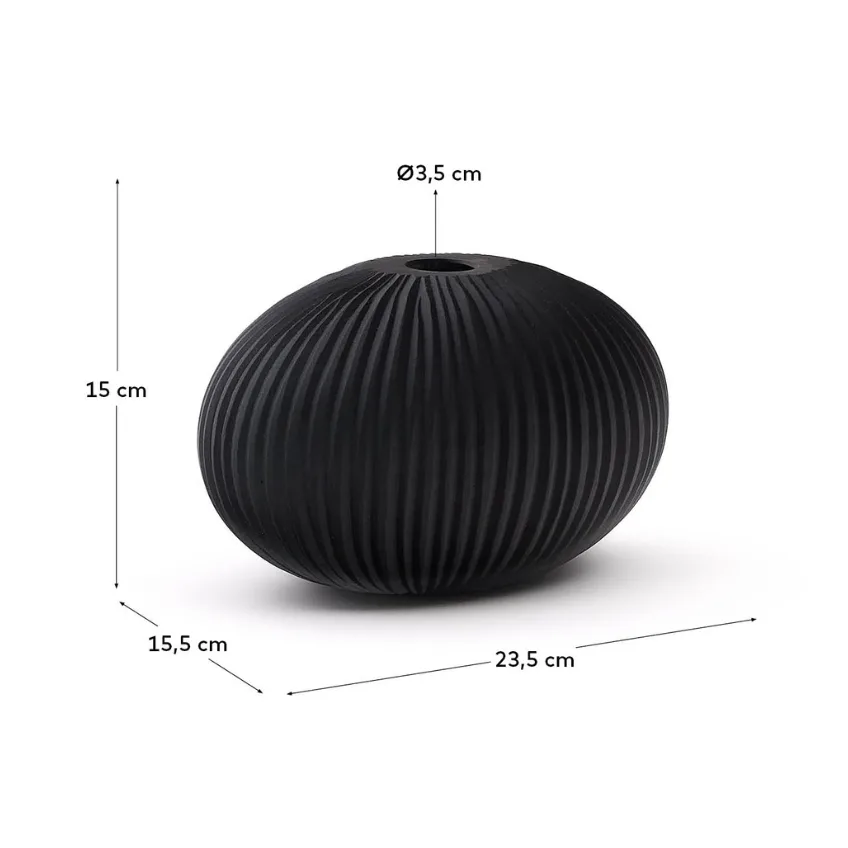 Šedá skleněná váza Kave Home Nivra 15 cm