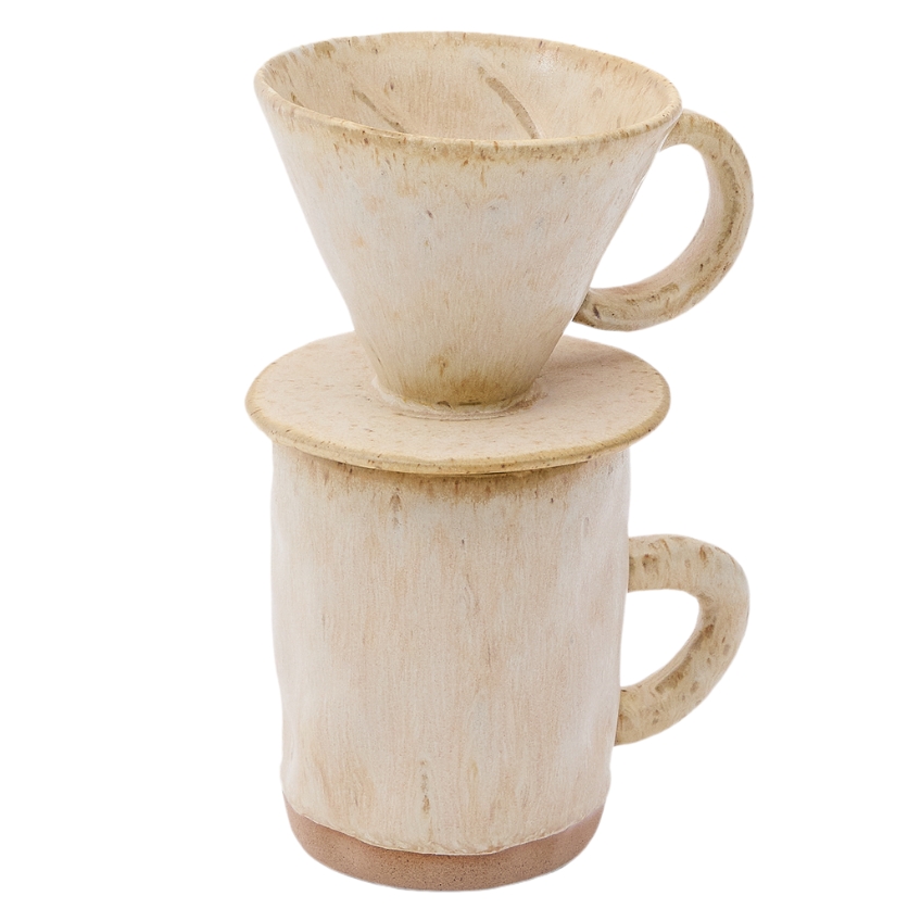 Béžový keramický hrnek a dripper Kave Home Zunel Kave Home