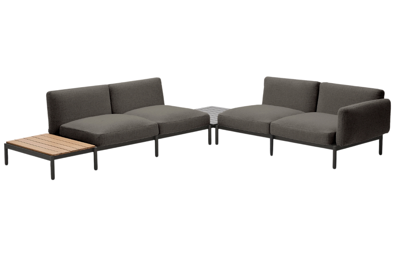 Kave Home Zahradní rohová pohovka Sorells 353 cm se stolky Kave Home