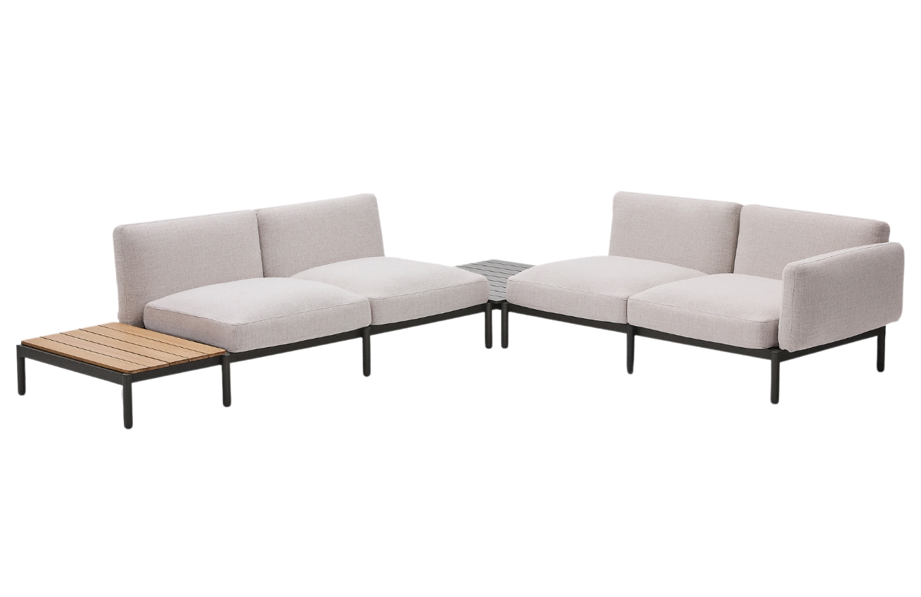 Zahradní rohová pohovka Kave Home Sorells 353 cm se stolky Kave Home