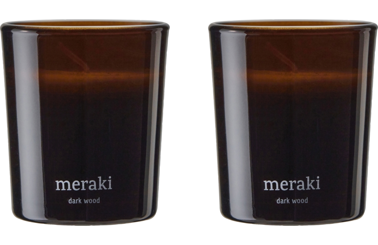 Set dvou sójových vonných svíček Meraki Dark Wood Meraki