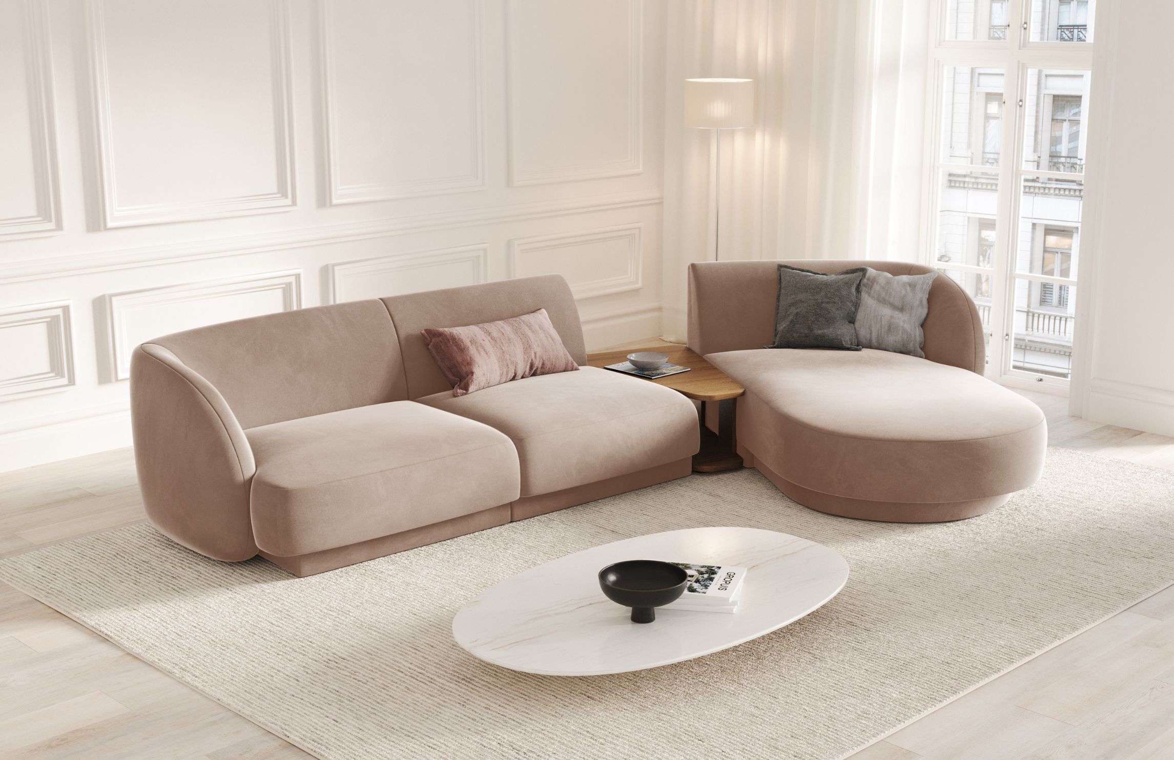 Micadoni Sametová rohová pohovka Miley 325 cm