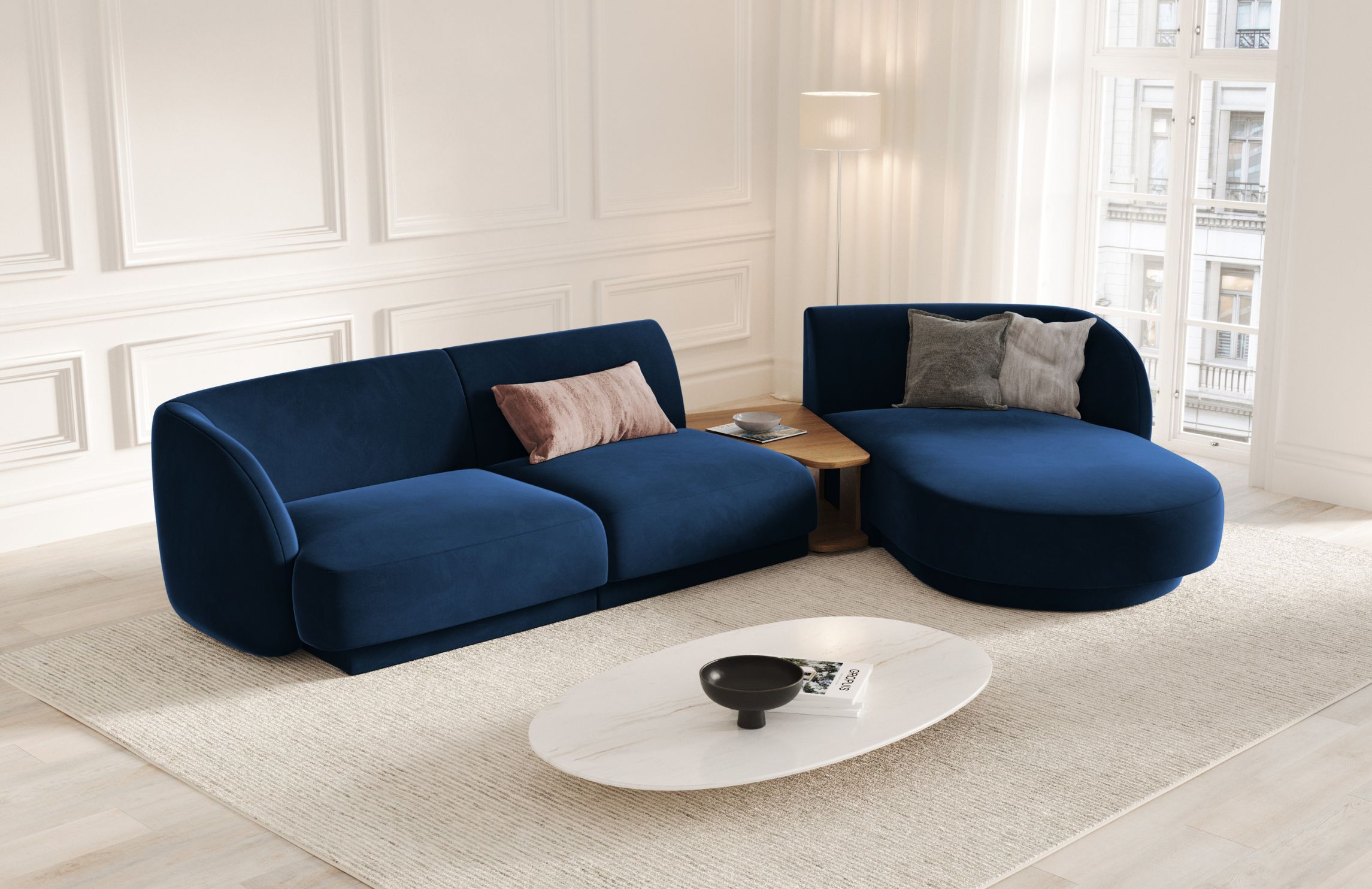 Micadoni Sametová rohová pohovka Miley 325 cm