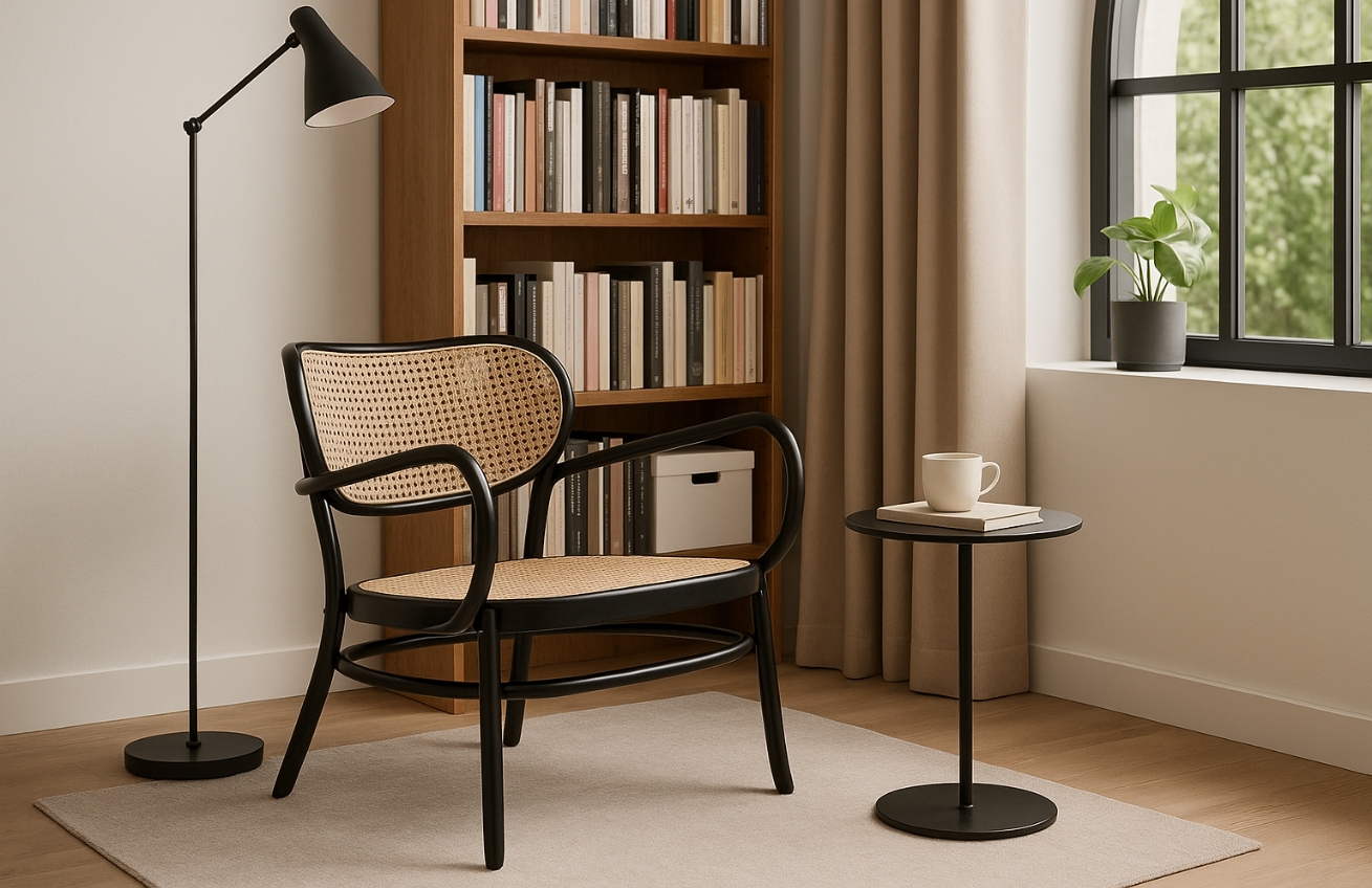 Jotex Dřevěné lounge křeslo BETTY s výpletem Jotex