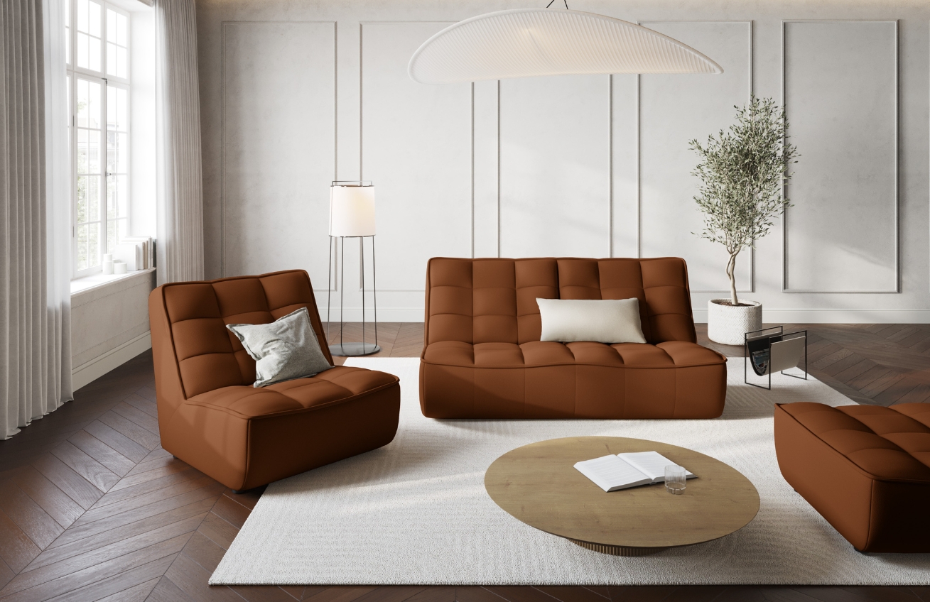 Maison Heritage Hnědá kožená pohovka Moni 163 cm Maison Heritage