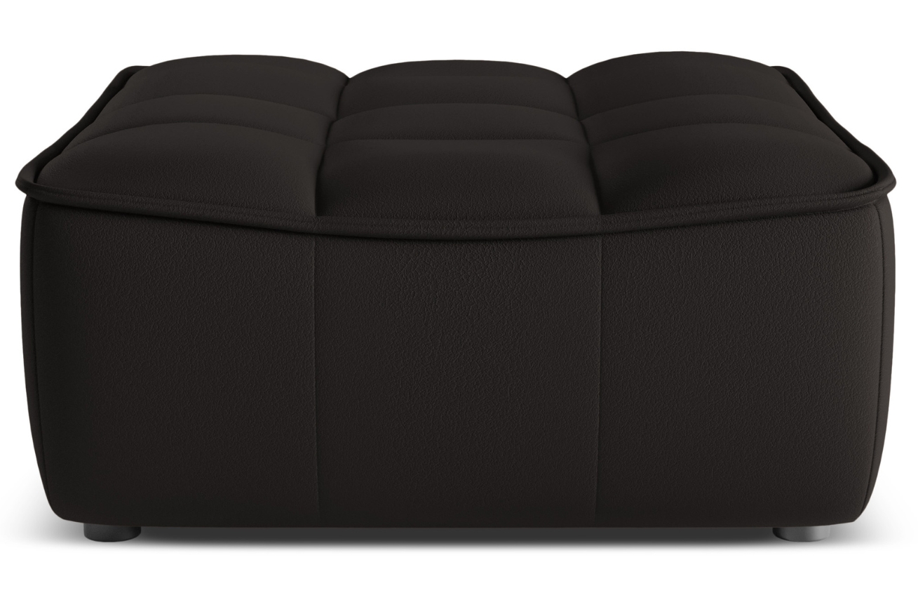 Maison Heritage Černá kožená podnožka Moni 90 x 83 cm Maison Heritage