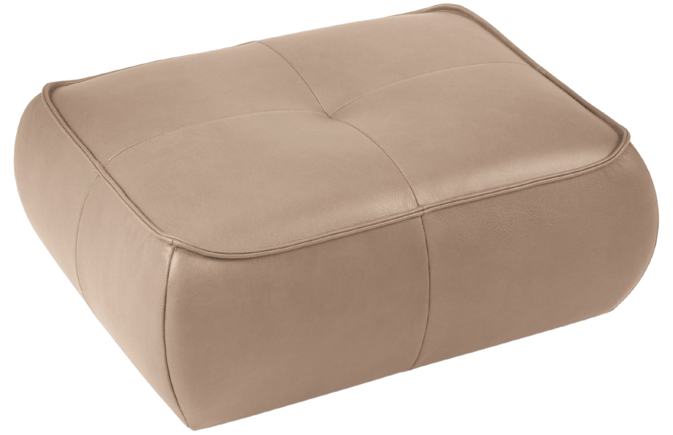 Maison Heritage Tmavě béžová kožená podnožka Lily 89 x 65 cm Maison Heritage