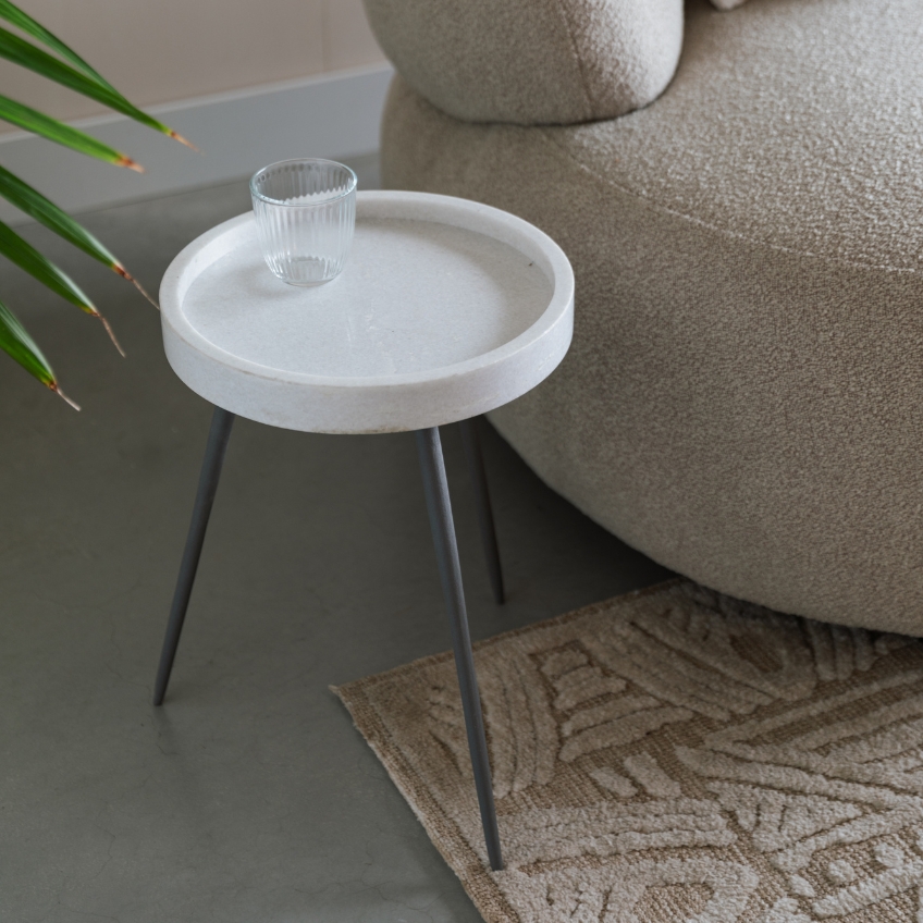 White Label Mramorový odkládací stolek KARRARA 33 cm White Label