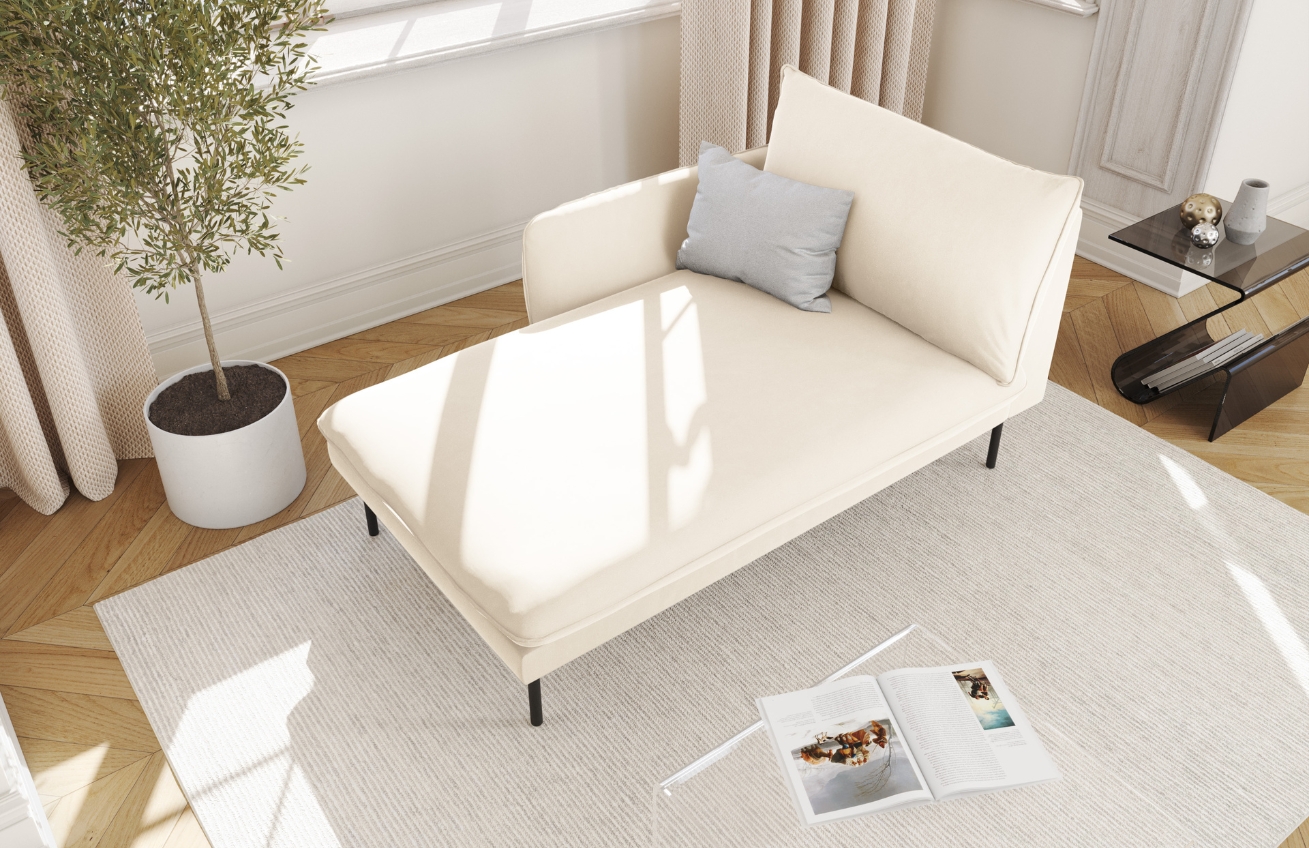 Cosmopolitan Design Světle béžová sametová lenoška Vienna 170 cm