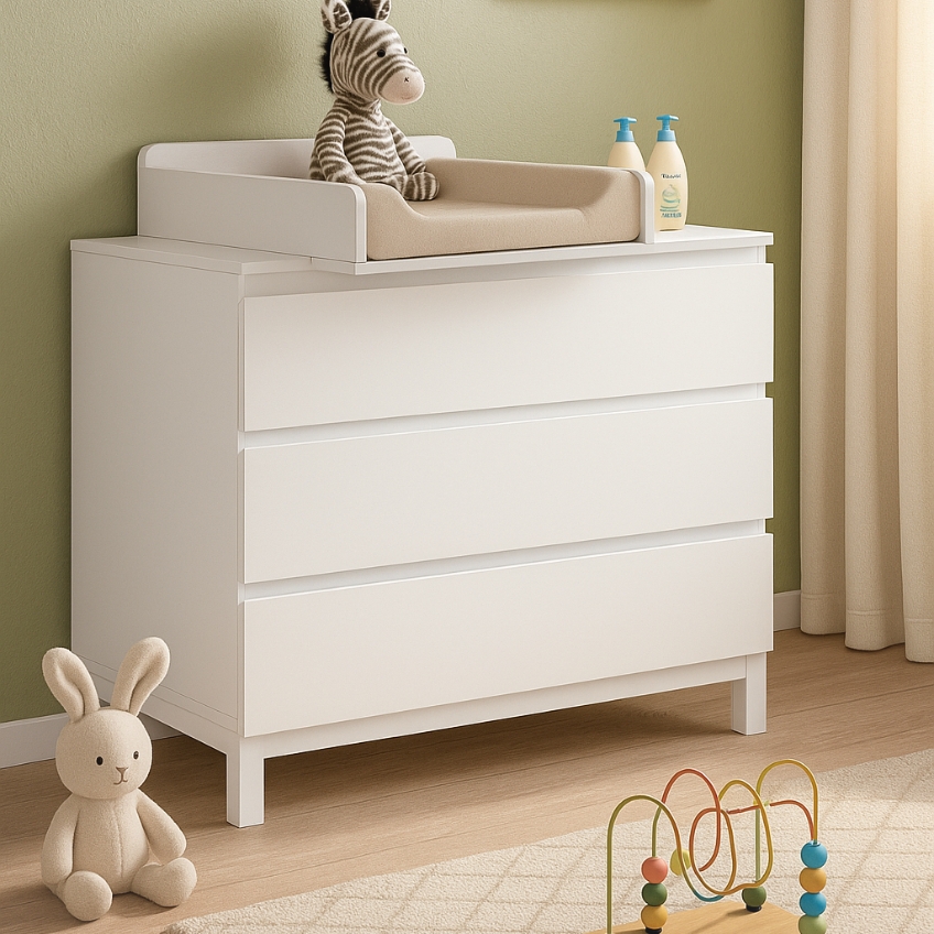 Bílá dřevěná přebalovací komoda Vipack Eva 98