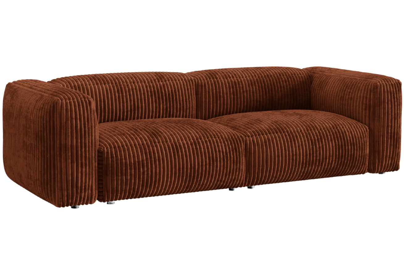Micadoni Terakotově červená manšestrová trojmístná pohovka Martina 240 cm Micadoni