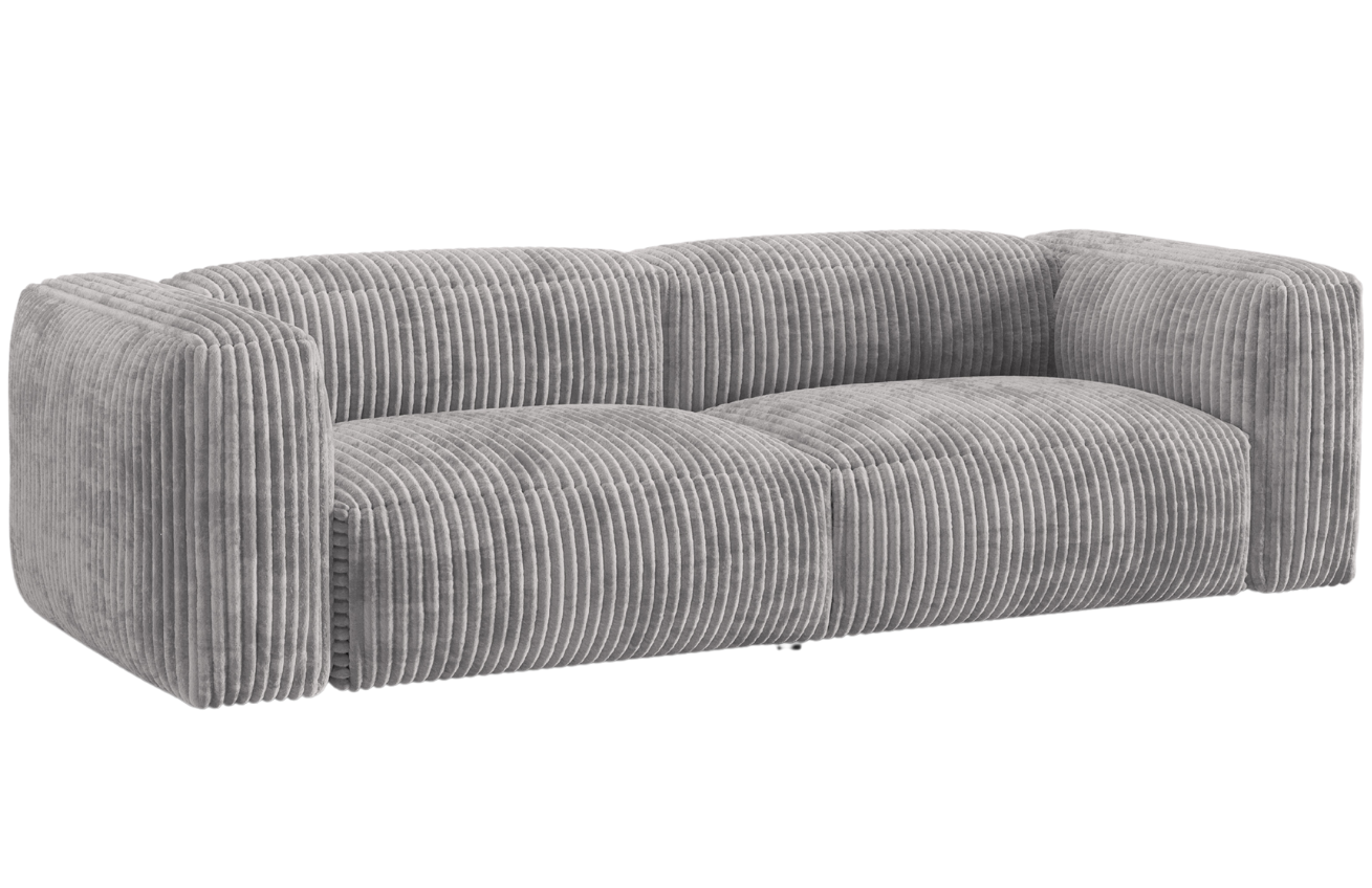 Micadoni Světle šedá manšestrová trojmístná pohovka Martina 240 cm Micadoni