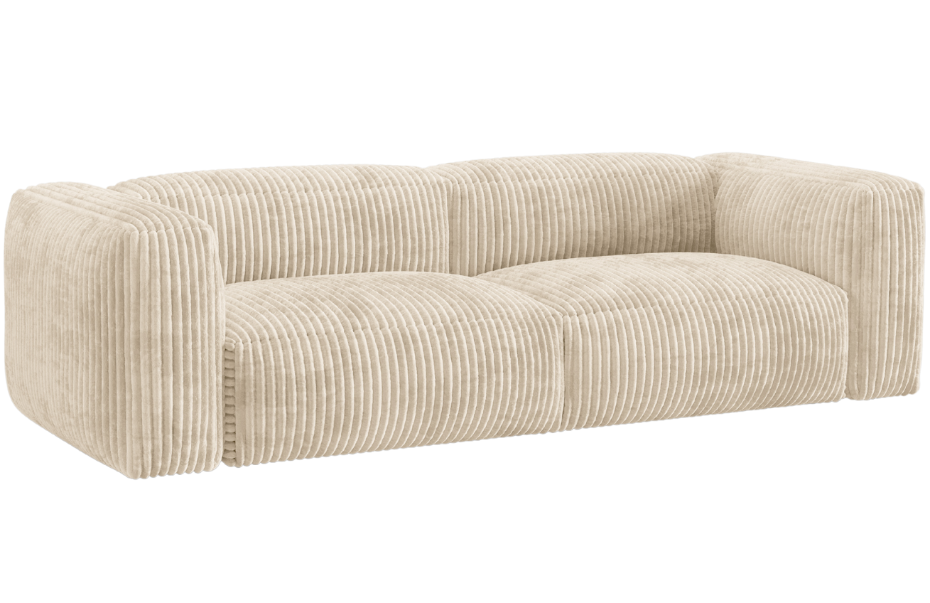 Micadoni Světle béžová manšestrová trojmístná pohovka Martina 240 cm Micadoni