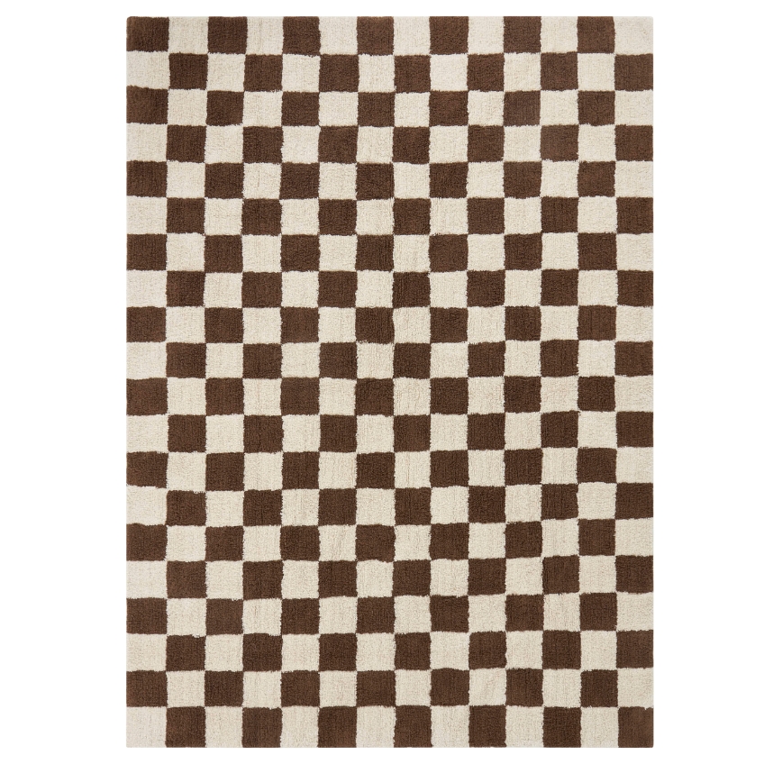 Jotex Hnědý kostkovaný koberec MELA 200 x 300 cm Jotex