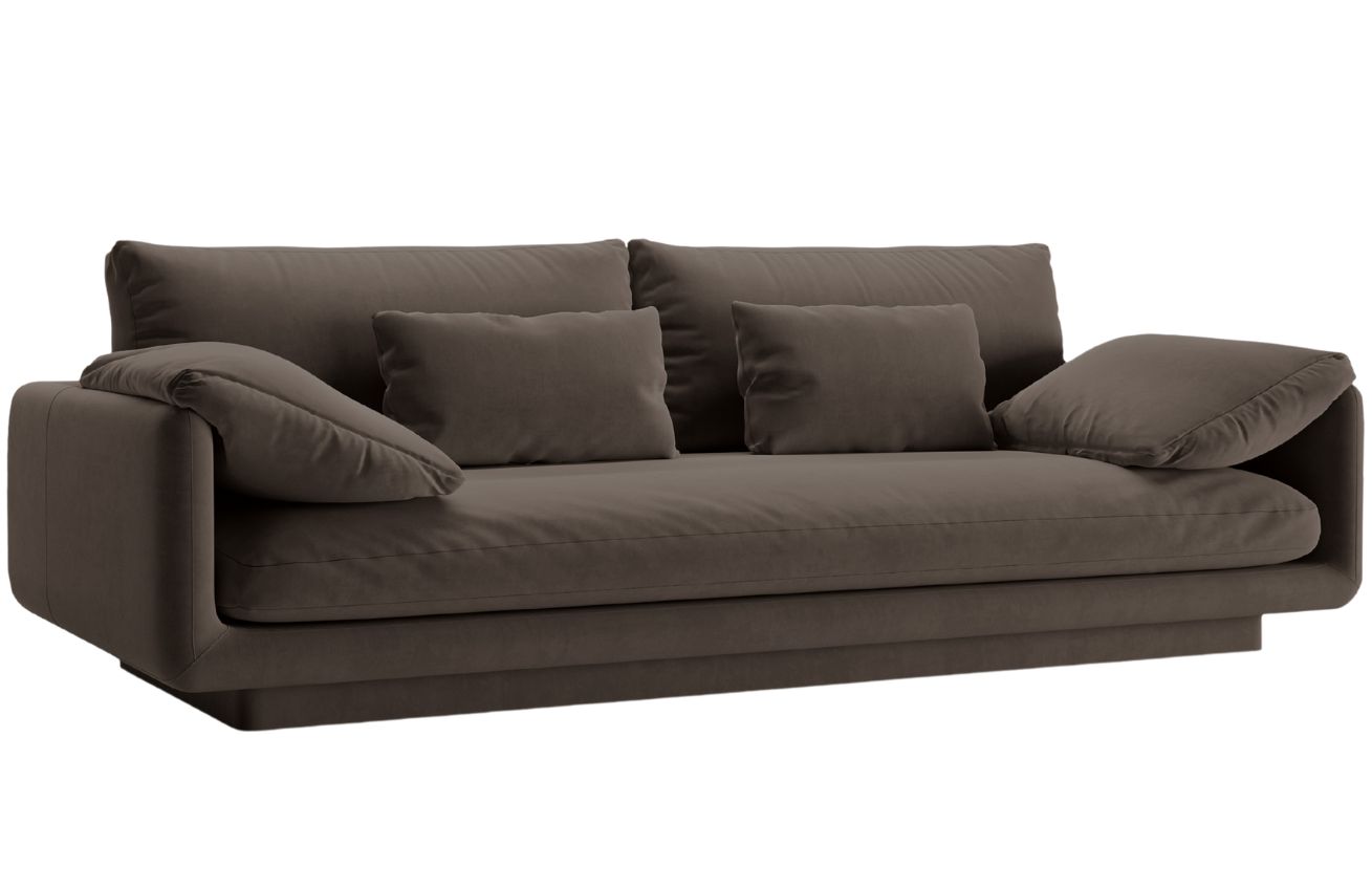 Micadoni Hnědá sametová trojmístná pohovka Torino 220 cm Micadoni