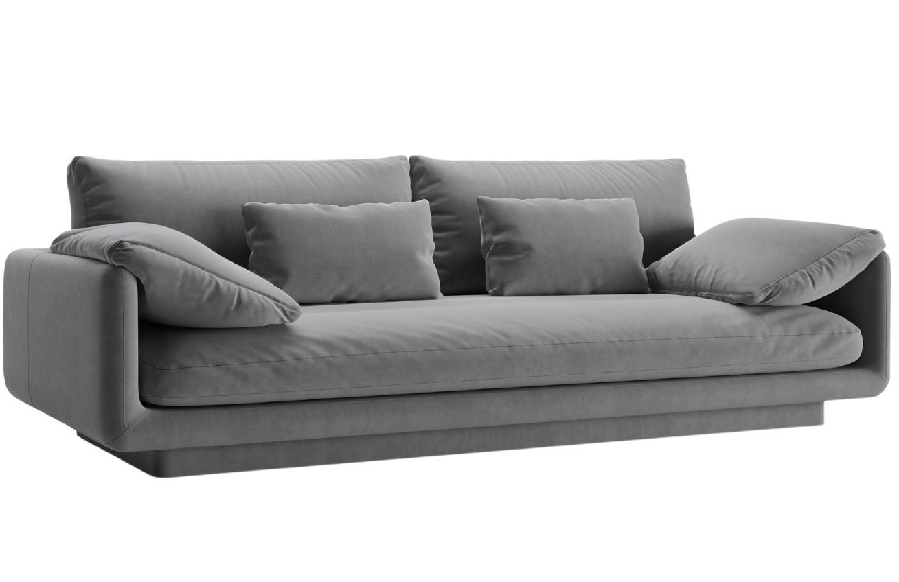 Micadoni Světle šedá sametová trojmístná pohovka Torino 220 cm Micadoni