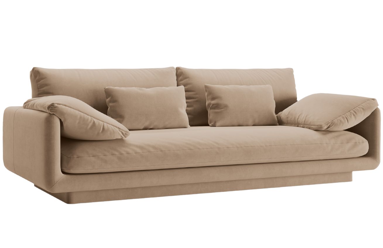 Micadoni Tmavě béžová sametová trojmístná pohovka Torino 220 cm Micadoni