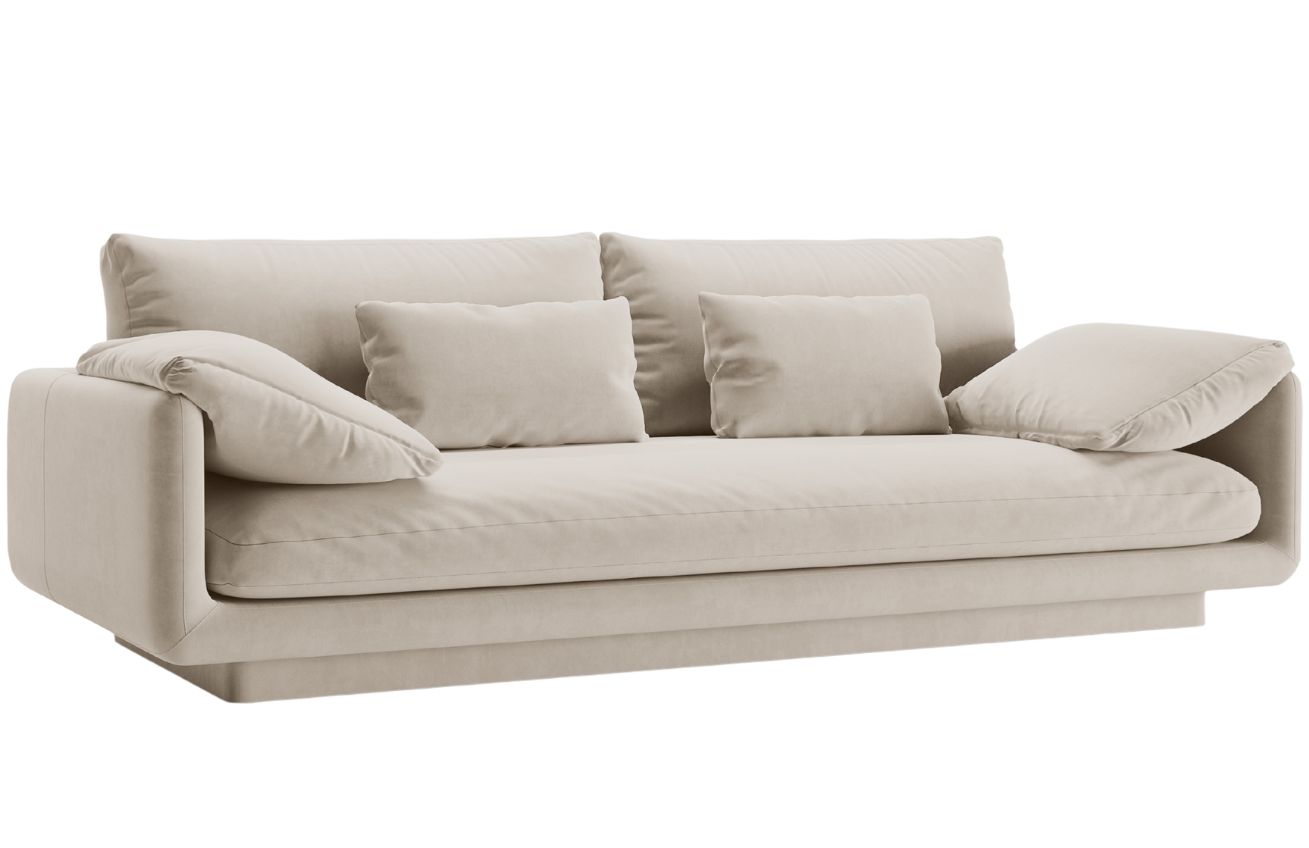 Micadoni Bílá sametová trojmístná pohovka Torino 220 cm Micadoni