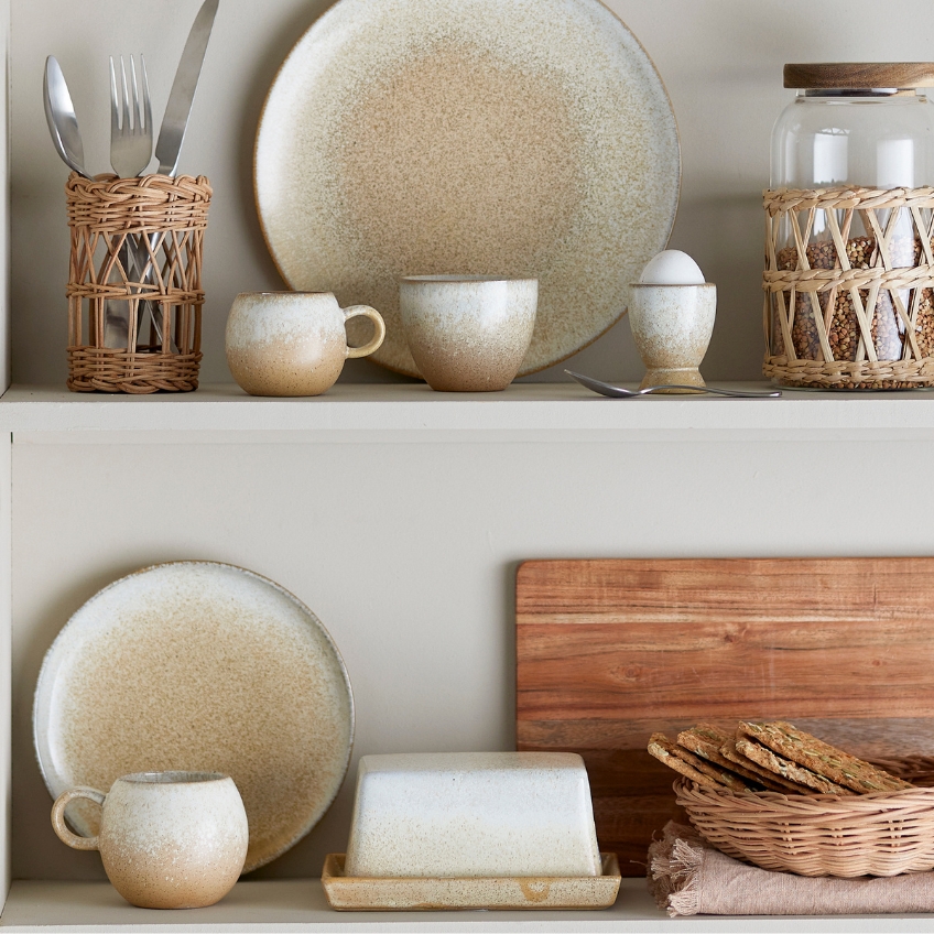 Bloomingville Béžová kameninová dóza na máslo Paula Bloomingville