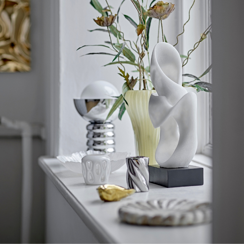 Bloomingville Stříbrná kovová stolní lampa Spike Bloomingville