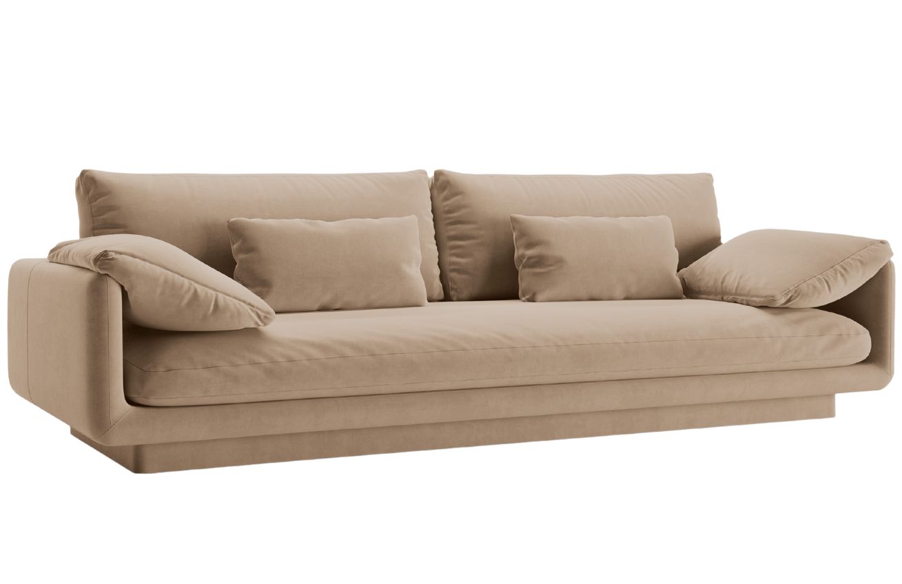 Micadoni Tmavě béžová sametová čtyřmístná pohovka Torino 250 cm Micadoni