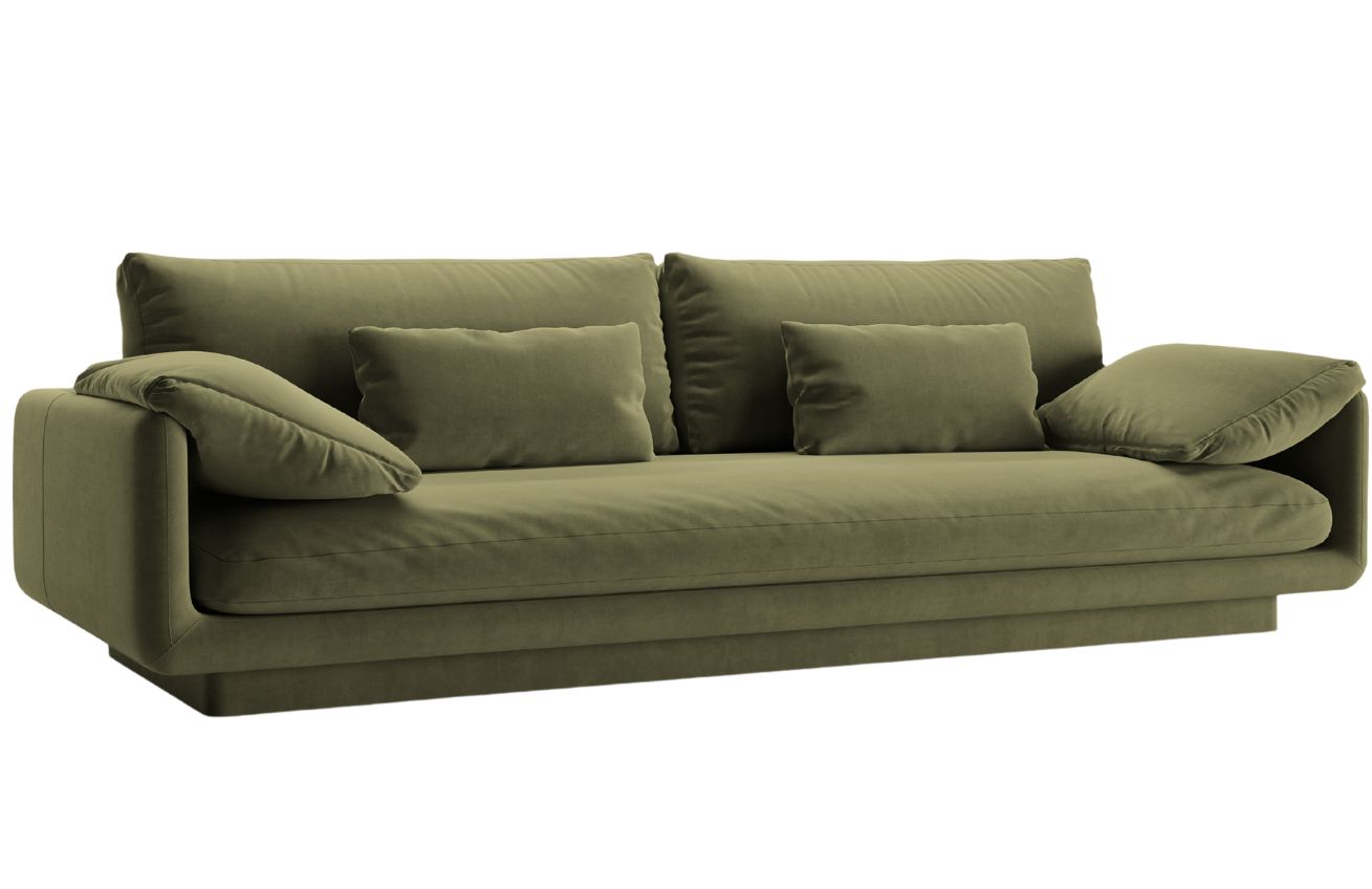 Micadoni Zelená sametová čtyřmístná pohovka Torino 250 cm Micadoni