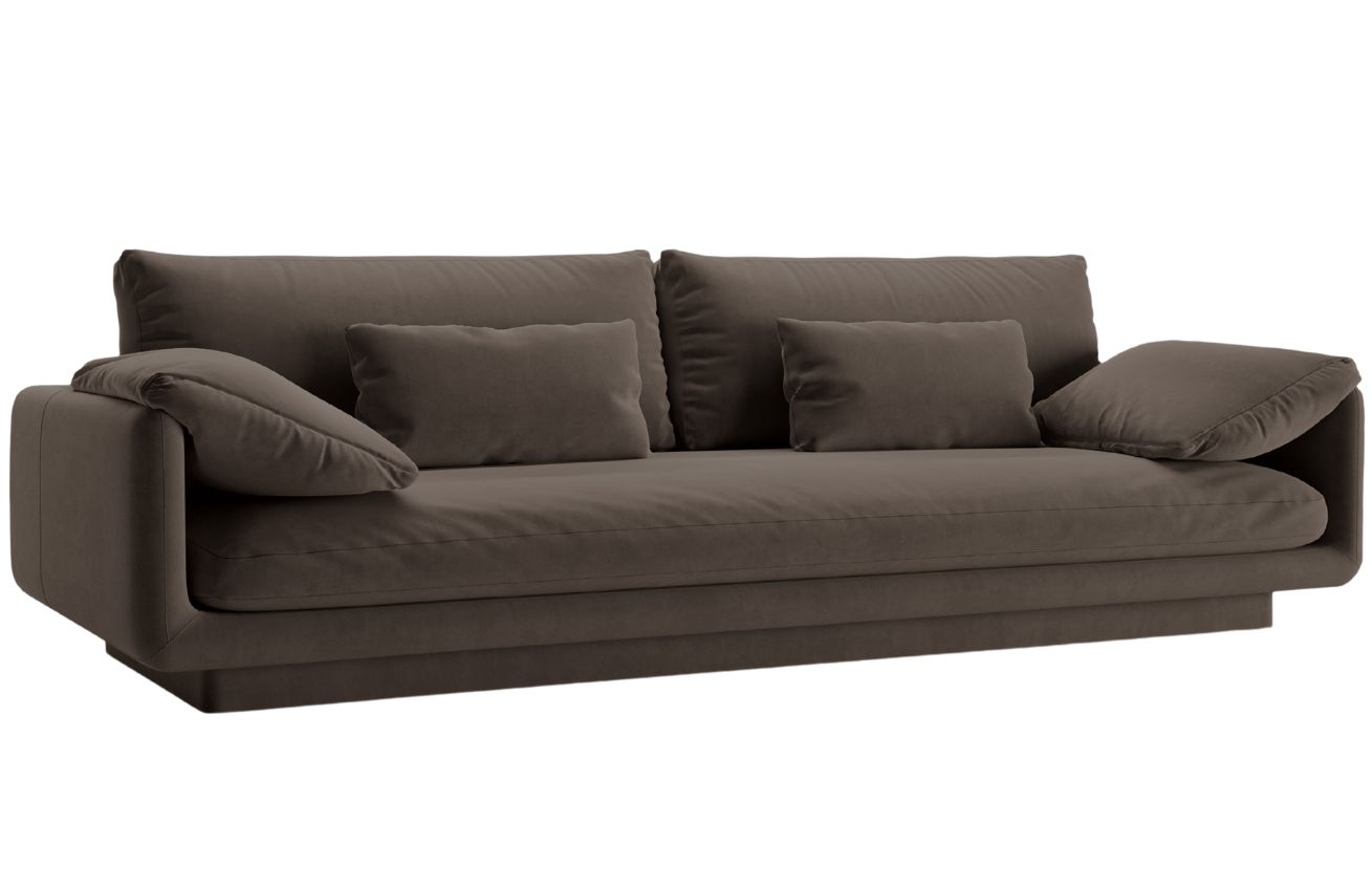 Micadoni Hnědá sametová čtyřmístná pohovka Torino 250 cm Micadoni