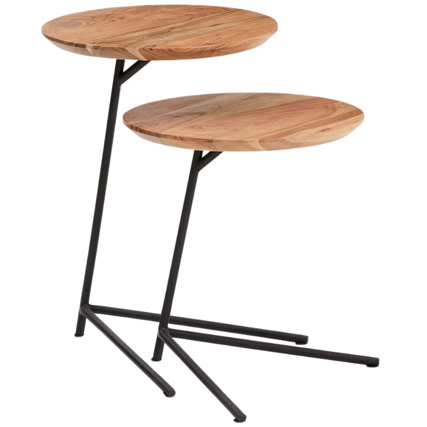 Kave Home Set dvou dřevěných odkládacích stolků Vintara Kave Home