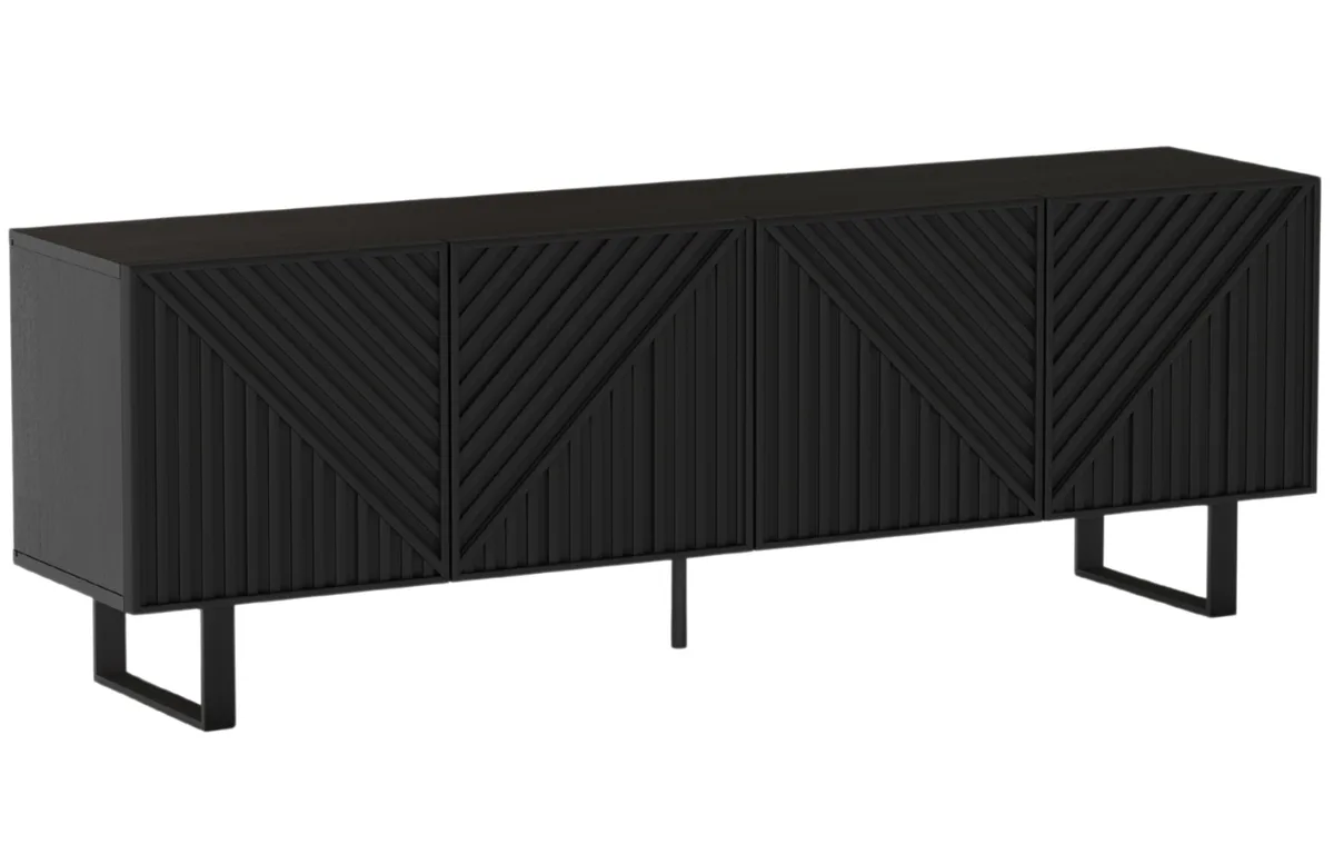 Marckeric Černý lakovaný TV stolek Peta 161 x 35 cm