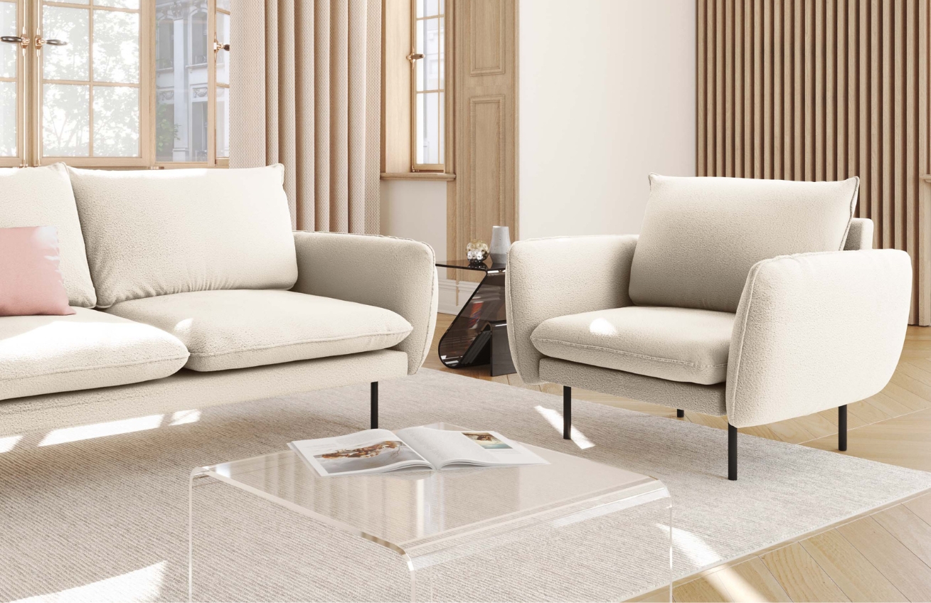 Cosmopolitan Design Béžové bouclé křeslo Vienna Cosmopolitan Design