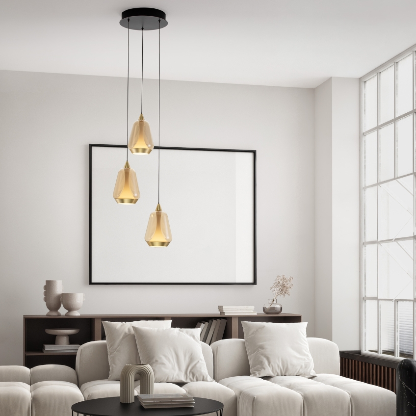 Nova Luce Zlaté skleněné závěsné LED světlo Alish 28 cm Nova Luce
