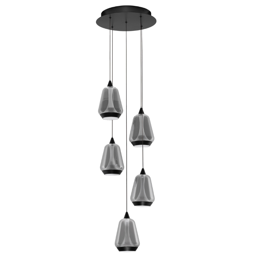 Nova Luce Kouřově šedé skleněné závěsné LED světlo Alish 33 cm Nova Luce