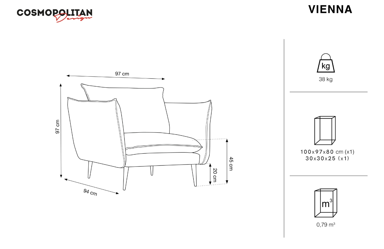 Cosmopolitan Design Světle béžové čalouněné křeslo Vienna Cosmopolitan Design