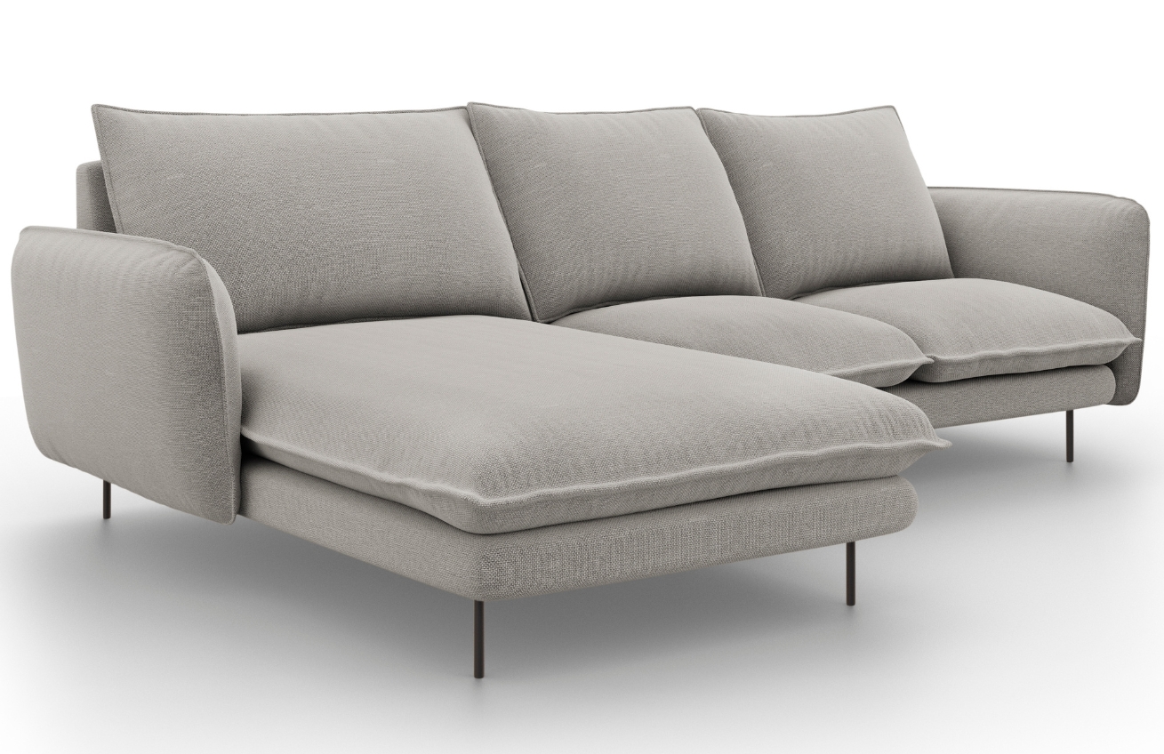 Cosmopolitan Design Světle šedá čalouněná rohová pohovka Vienna 225 cm