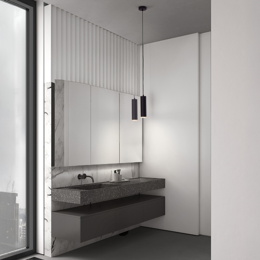 Nova Luce Černé kovové závěsné světlo Mao 5