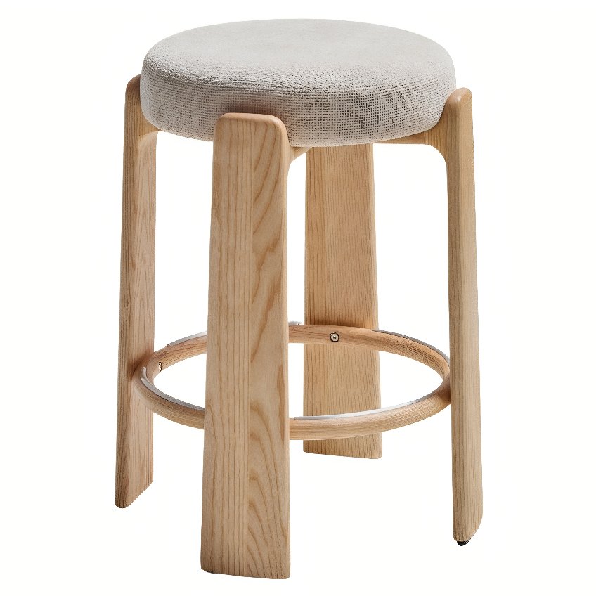 Kave Home Béžová dřevěná barová židle Granite II. 65 cm Kave Home