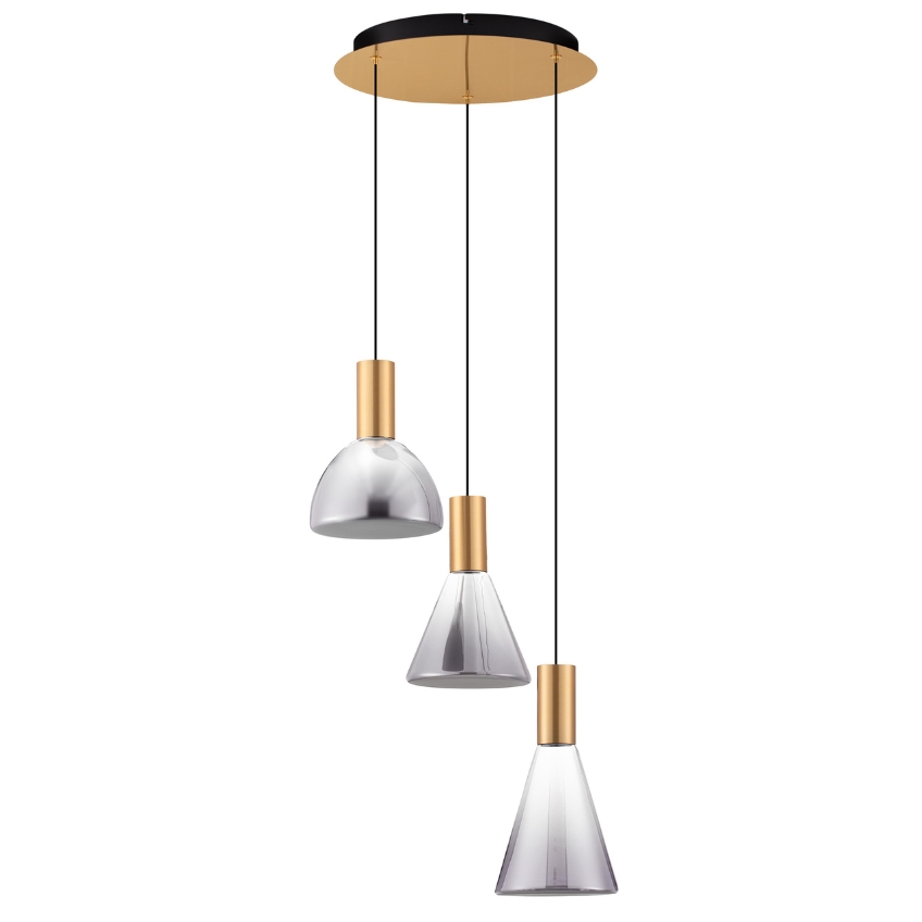 Nova Luce Kouřově šedé skleněné závěsné LED světlo Voi 43 cm Nova Luce