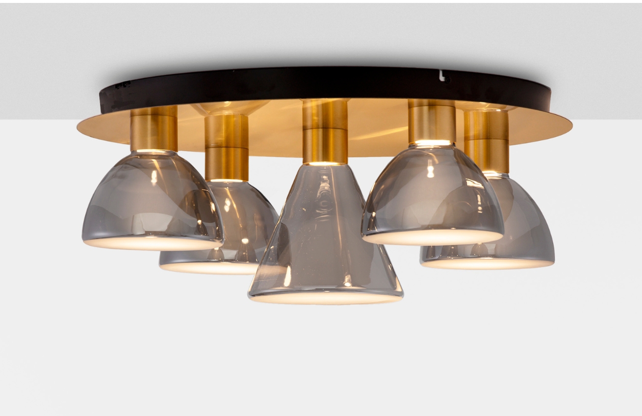 Nova Luce Kouřově šedé skleněné stropní LED světlo Voi 57 cm Nova Luce