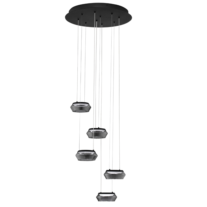Nova Luce Kouřově šedé skleněné závěsné světlo Jailyn 45 cm Nova Luce