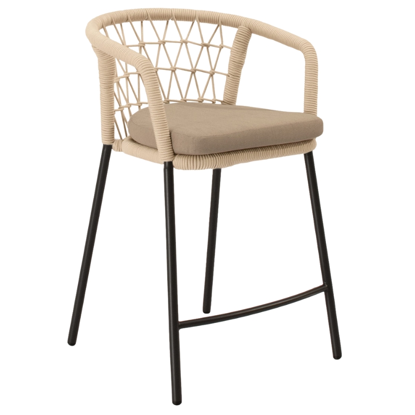 Somcasa Béžová kovová barová židle Edwin s černou podnoží 65 cm Somcasa